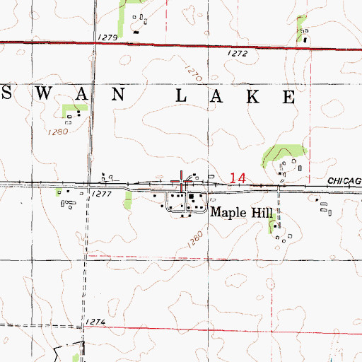 Topographic Map of Maple Hill, IA
