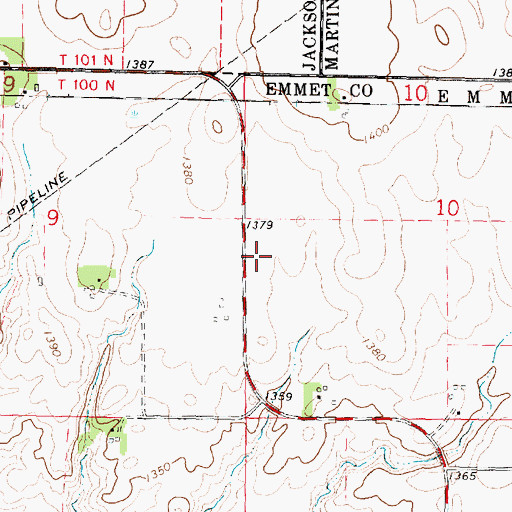 Topographic Map of Lakeside Post Office (historical), IA