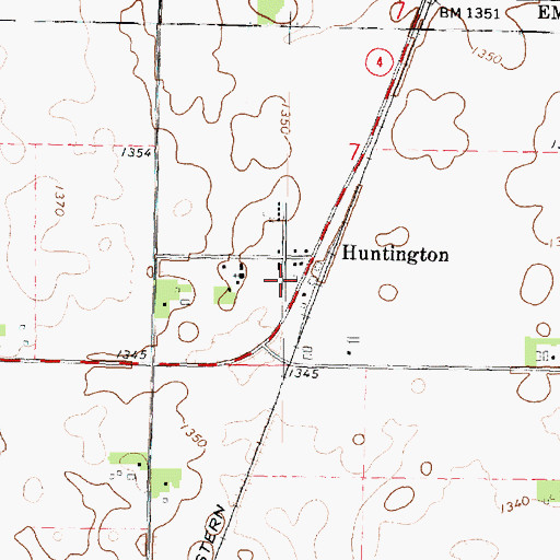 Topographic Map of Huntington Post Office (historical), IA