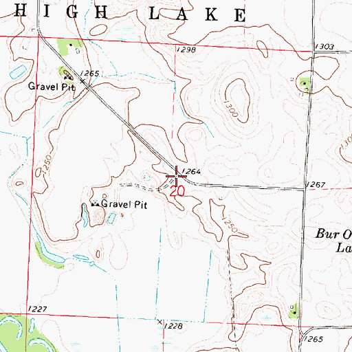 Topographic Map of High Lake Post Office (historical), IA