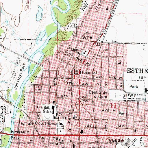 Topographic Map of Avera Holy Family Hospital, IA