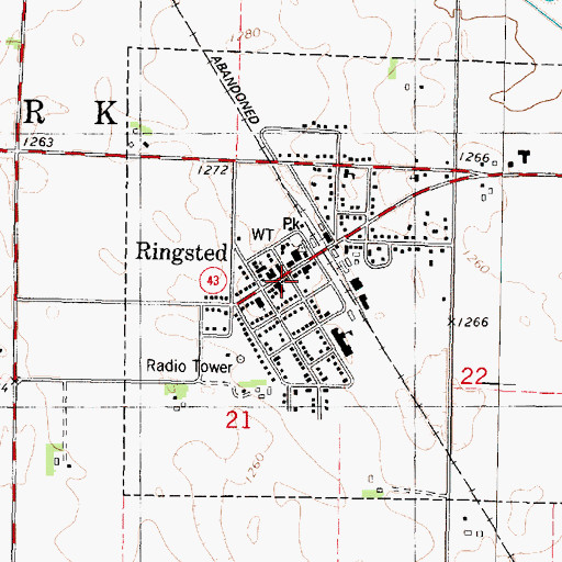 Topographic Map of Ringsted Post Office, IA