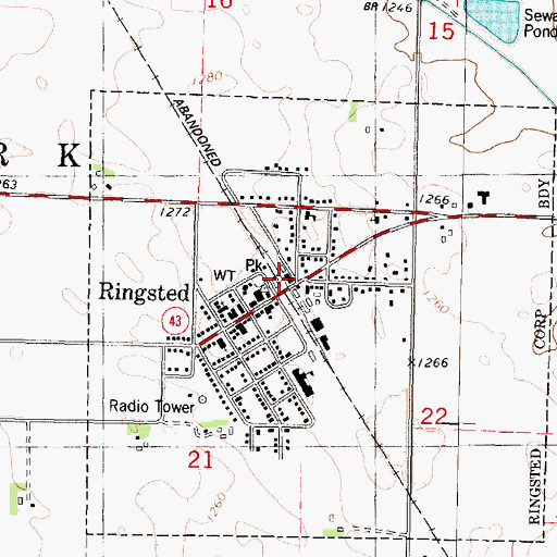 Topographic Map of Ringsted (historical), IA