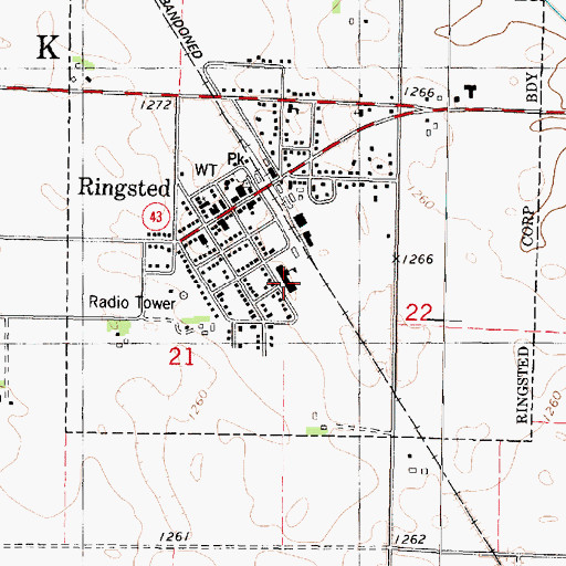 Topographic Map of Armstrong - Ringsted Elementary School, IA
