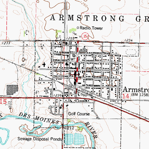 Topographic Map of Armstrong Police Department, IA