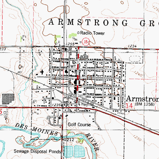 Topographic Map of Armstrong Medical Clinic, IA