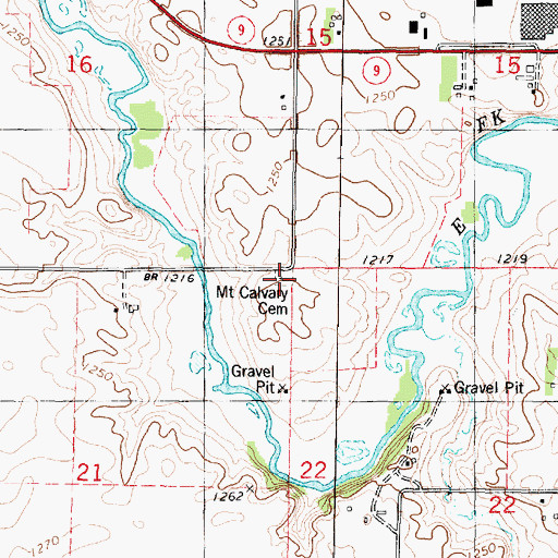 Topographic Map of Saint Marys Catholic Cemetery, IA