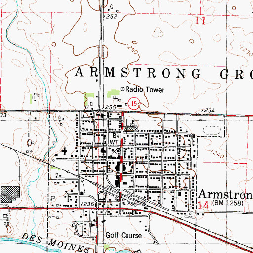Topographic Map of Armstrong - Ringsted Middle School / High School, IA