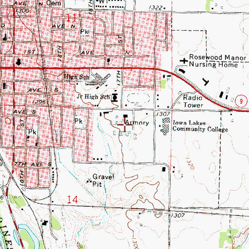Topographic Map of Emmet County Historical Society Museum, IA