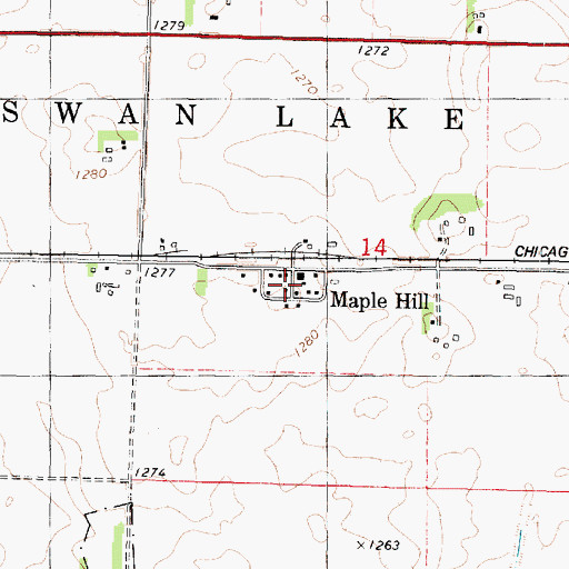 Topographic Map of Maple Hill Post Office (historical), IA