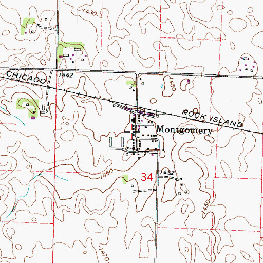 Topographic Map of Montgomery Post Office (historical), IA