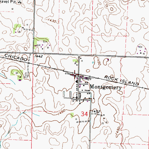 Topographic Map of Montgomery, IA