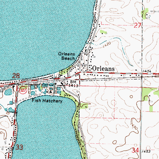 Topographic Map of Orleans, IA