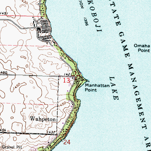 Topographic Map of Manhattan Post Office (historical), IA