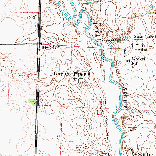 Topographic Map of Cayler Prairie State Preserve, IA
