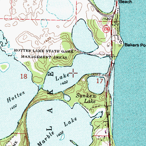 Topographic Map of East Hottes Lake, IA