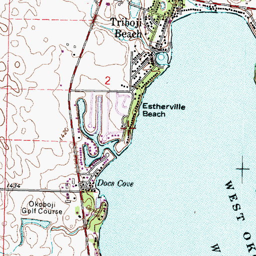Topographic Map of Raebels Beach, IA