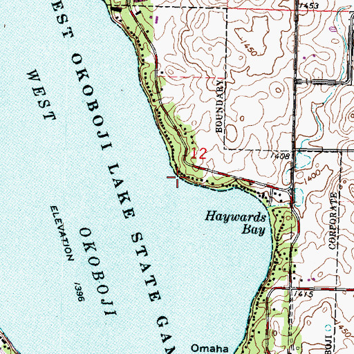 Topographic Map of Colcord Point, IA