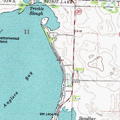 Topographic Map of Martha Yarns Memorial Beach, IA