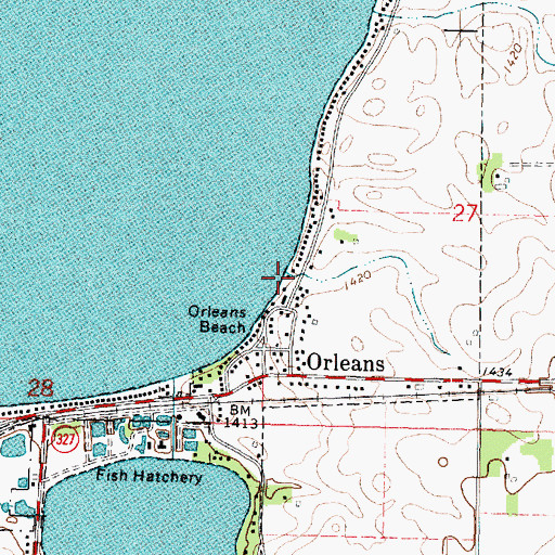 Topographic Map of Miniwaukon Beach, IA