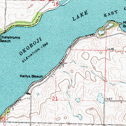 Topographic Map of Twin Hills Beach, IA