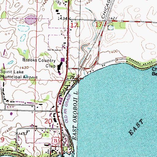 Topographic Map of Brooks Beach, IA