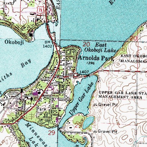Topographic Map of Kruses Beach, IA