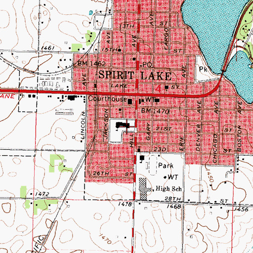 Topographic Map of Iowa Lakes Community College - Spirit Lake Campus, IA