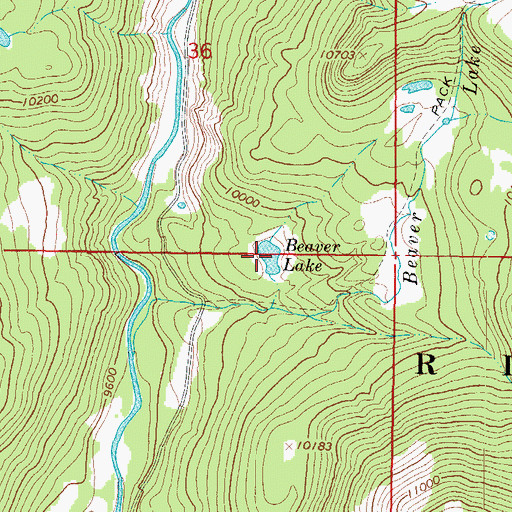 Topographic Map of Beaver Lake, CO
