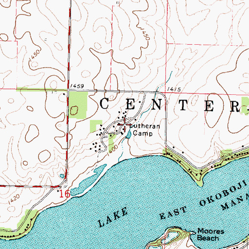Topographic Map of Lutheran Lakeside Camp, IA