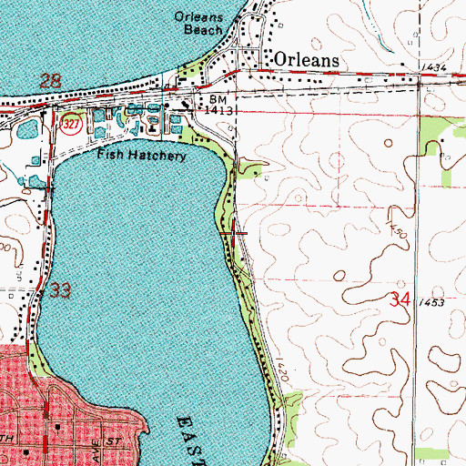 Topographic Map of Pioneer Beach, IA