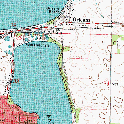 Topographic Map of Pioneer Beach Campground, IA