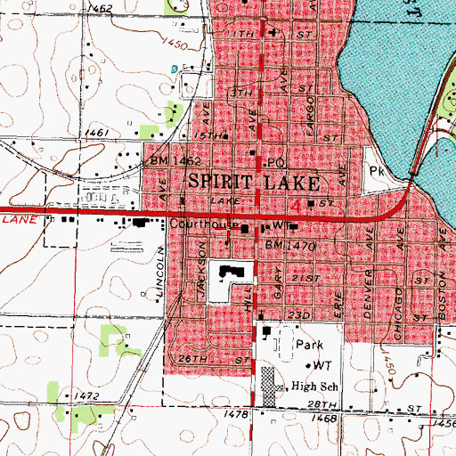 Topographic Map of Dickinson County Sheriff's Office, IA