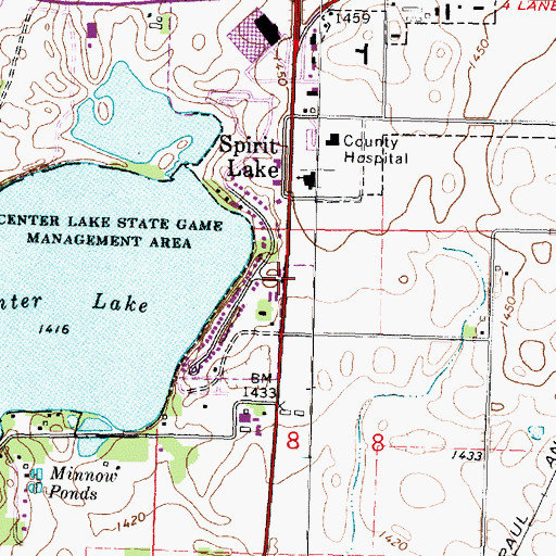 Topographic Map of Center Lake Plaza, IA