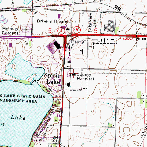 Topographic Map of Lakes Family Practice Center, IA