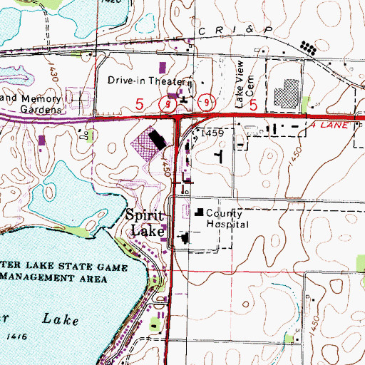 Topographic Map of Moore Medical Services Center, IA