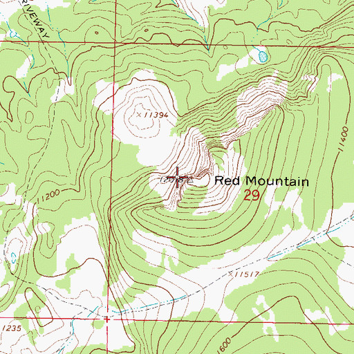 Topographic Map of Red Mountain, CO
