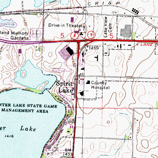 Topographic Map of Iowa Lakes Orthopaedics Center, IA