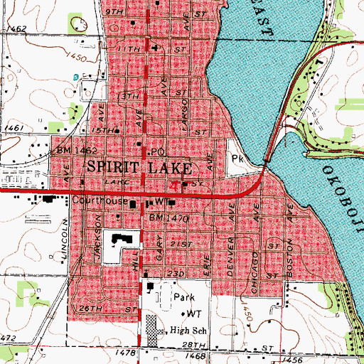 Topographic Map of Spirit Lake Chiropractic Clinic, IA