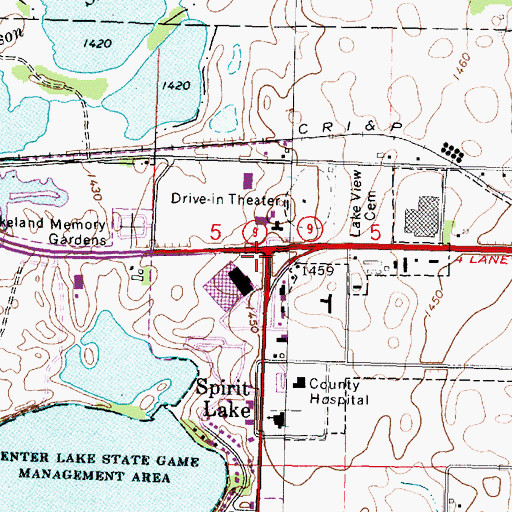 Topographic Map of Olsten Health Services Center, IA