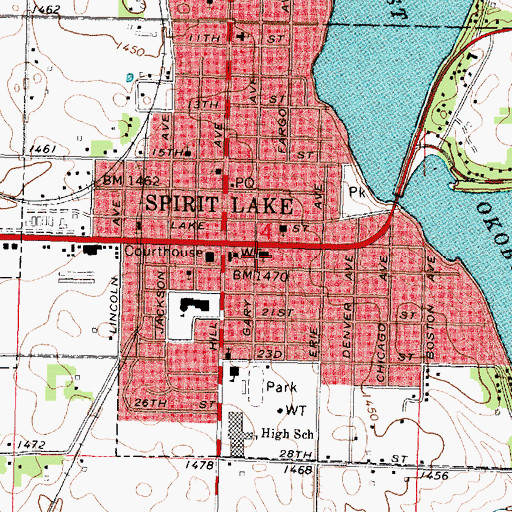 Topographic Map of Spirit Lake United Methodist Church, IA