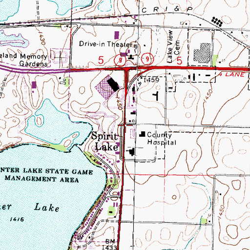 Topographic Map of Lakeview Open Bible Church, IA