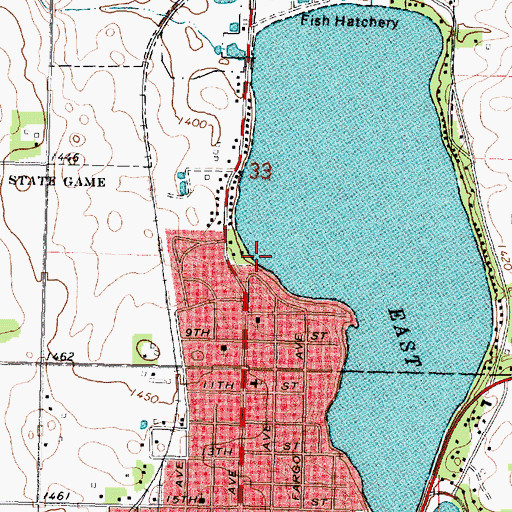 Topographic Map of Spirit Lake High School, IA