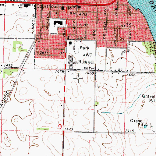 Topographic Map of Spirit Lake Middle School, IA
