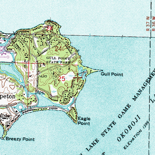 Topographic Map of Arrowhead Beach, IA