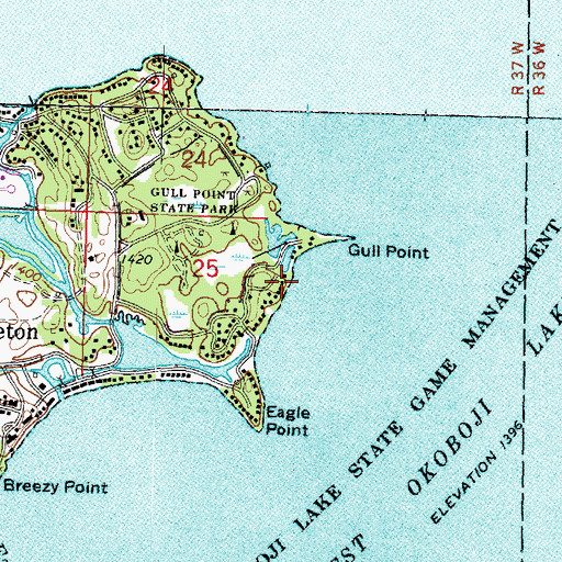 Topographic Map of Spencer Beach, IA