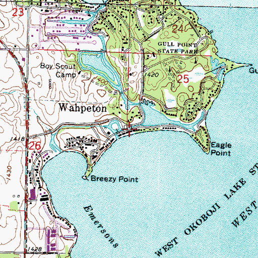 Topographic Map of Milford Beach, IA