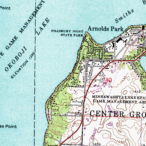 Topographic Map of Gilleys Beach, IA