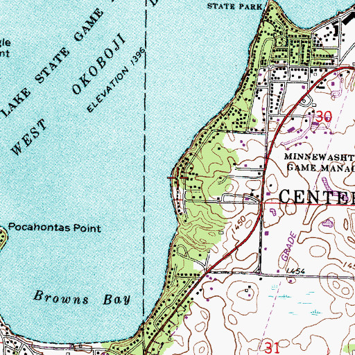 Topographic Map of Wheelers Beach, IA