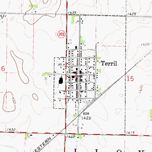 Topographic Map of Terril Post Office, IA